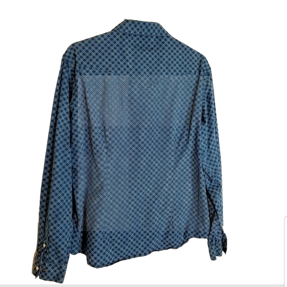 Panhandle Slim Shirt Women's Large Pearl Snap Blue Diamonds Long Sleeve Western - Picture 2 of 6